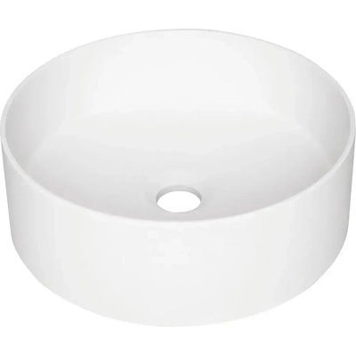 Deante Бяла кръгла гранитна мивка за баня, Монтаж върху плот Silia ф36