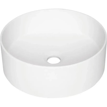 Deante Бяла кръгла гранитна мивка за баня, Монтаж върху плот Silia ф36