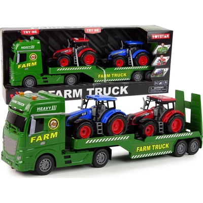 mamido Nákladní auto se dvěma traktory zelené