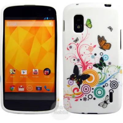 LG Nexus 4 E960 White Butterfly Силиконов Калъф + Протектор