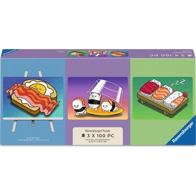 Ravensburger Mini Trio se stojánkem Kawaii snídaně oběd a večeře 3x100 dílků
