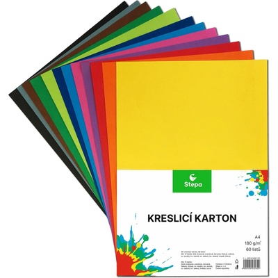 Carta výkres školský A4 180g / 60 list. sada 12 farieb