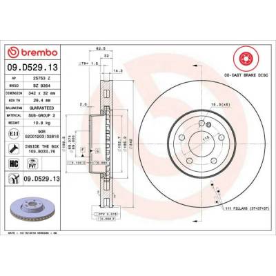 Brzdový kotúč BREMBO PRIME LINE - Co-Cast 09.D529.13