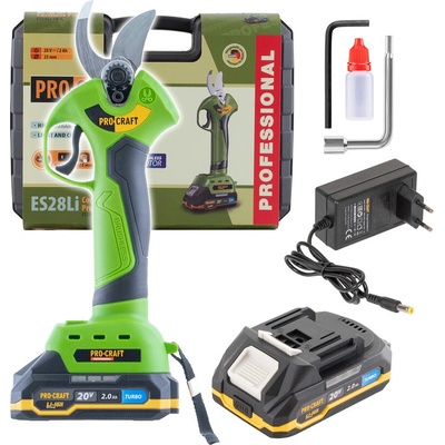 PRO-CRAFT Акумулаторна лозарска ножица PROCRAFT ES28Li - 20V, рязане 10-25 mm (ES28Li)