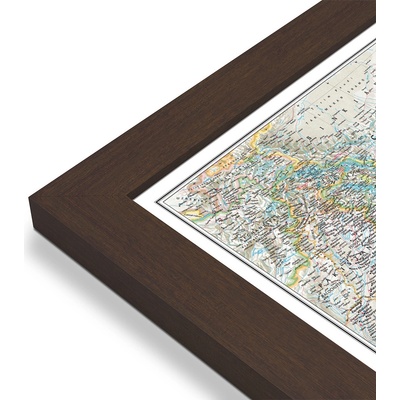 National Geographic Indie - nástěnná mapa Classic 60 x 76 cm Varianta: mapa v dřevěném rámu, Provedení: Pegi skořice