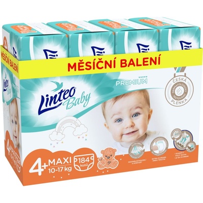 LINTEO Baby Prémium MAXI+ 10-17 kg 184 ks