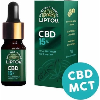 Konopná farma Liptov Konopný olej CBD s MCT 15% full spectrum 10 ml