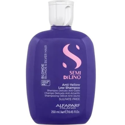 ALFAPARF Milano Semi Di Lino Anti-Yellow Low Shampoo 250 ml неутрализиращ шампоан за изрусена коса за жени