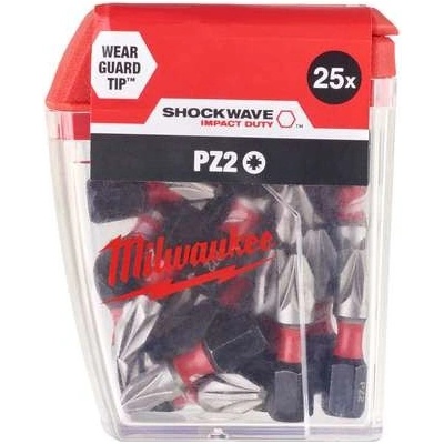 Milwaukee CD Tic Tac PZ2 x 25 mm Šroubovací bity SHOCKWAVE™ IMPACT DUTY™ 10 sad po 25 ks bitů