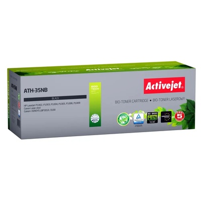 Compatible BIO Activejet ATH-35NB тонер за принтери HP, Canon, Резервен HP 35A CB435A, Canon CRG-712, Върховен, 1800 страници, черен. ЕКО тонер (ATH-35NB BIO)