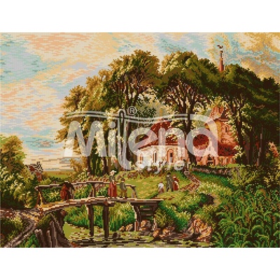 Milena Style Пътят към църквата - гоблен със схема конци dmc 1: 4