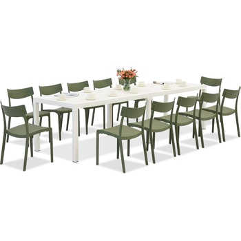 BICA King Double/Provence комплект градински мебели в бяло и зелено за 12 души Bica (BC439BL-12xBC308ZIE)