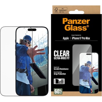 Panzer Стъклен протектор PanzerGlass за iPhone 17 Pro Max, Ultra-Wide Fit, Прозрачен