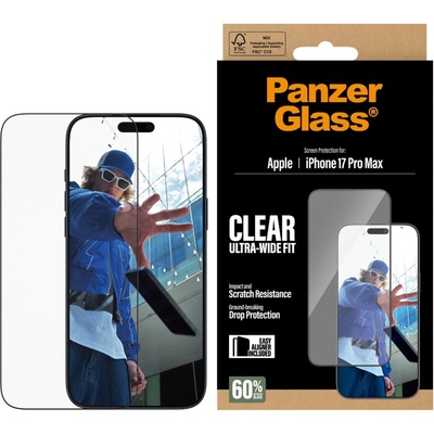 Panzer Стъклен протектор PanzerGlass за iPhone 17 Pro Max, Ultra-Wide Fit, Прозрачен