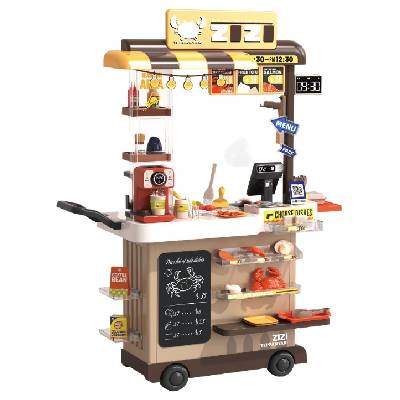 Детска играчка Buba - Количка за fast food, Тепаняки грил, 88 части (889-285)