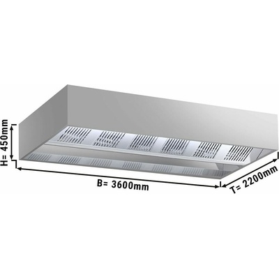 G.Gastro Indukční digestoř - 3,6 m - s filtrem a LED lampou - D11885876
