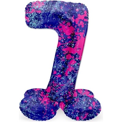 Folat Balónek fóliový číslo 7 samostojné Barevné skvrny 72 cm