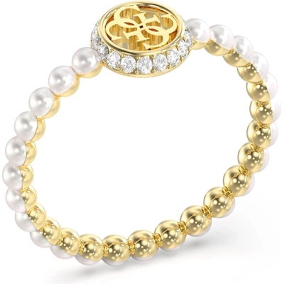 Guess pozlátený prsteň s perličkami Tiny Pearly JUBR05522JWYG