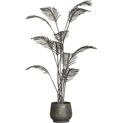 Mosazná antik kovová dekorace květina v květináči - 53*94 cm - Chic Antique