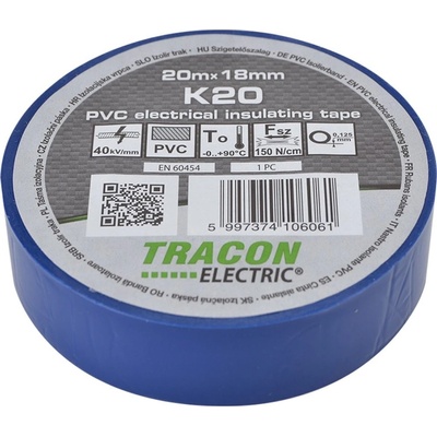 Tracon Electric Páska izolačná 20 m x 18 mm modrá