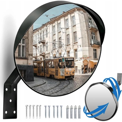 zahrada-XL Venkovní konvexní dopravní zrcadlo černé Ø 60 cm polykarbonát | Zboží Auto
