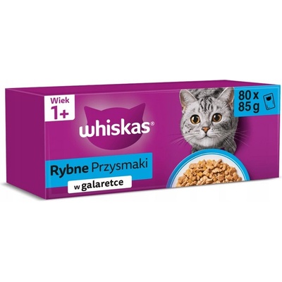 Whiskas Adult 80x85g Мокра котешка храна с риба в желе