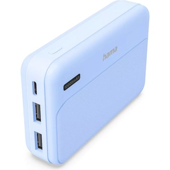 Hama Външна батерия "Pocket 10", 10000 mAh, Изходи: 2x USB-A, син (HAMA-201772)