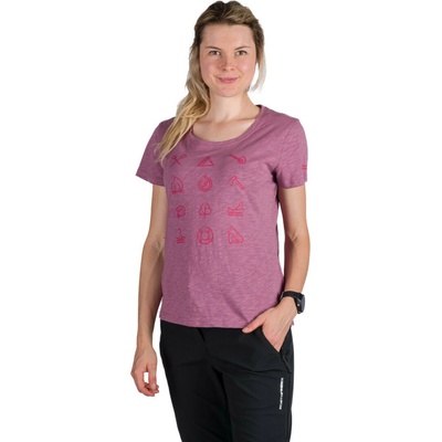Northfinder Dámske outdoorové tričko z organickej slub bavlny CANDICE rosewine