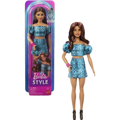 Barbie Style Brunetka hadí potisk