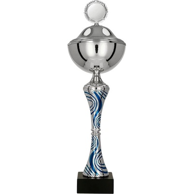 Kovový pohár s poklicí Stříbrno-modrý 24,5 cm 8 cm