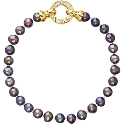 Pavona perlový náramek z pravých říčních perel modrý 23001.3 dk.peacock Au plating