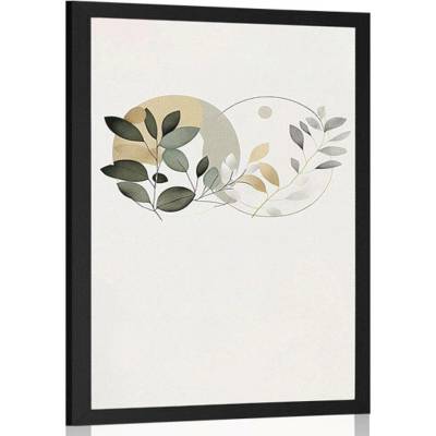 Plakát boho lístky v kruzích - 40x60 no frame