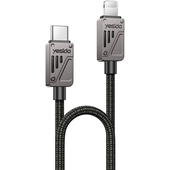 Yesido CA195 opletený nabíjací a dátový USB-C na Lightning 1,2m tmavo šedý