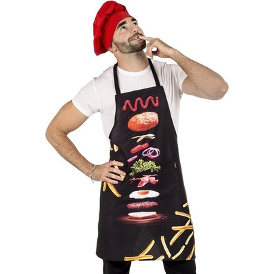 2P Servis Zástěra Hamburguesa 100% pes 80x69cm černá potisk 100% PES hamburger