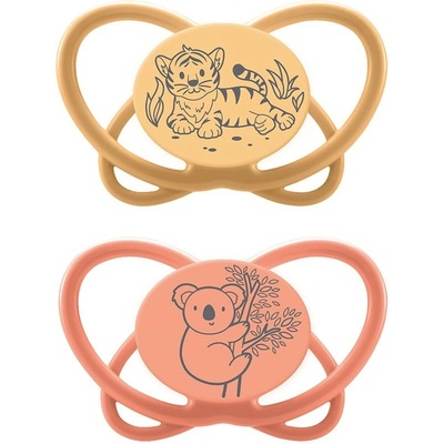 NIP Силиконови залъгалки NIP My Butterfly Green - Тигър и коала, 0-6 м, 2 броя, Yellow (4000821426825)