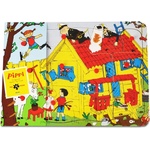 Pippi Дървен пъзел с дръжки Pippi - Пипи Дългото чорапче, 12 части (44379100) - ozone