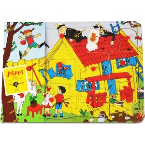 Pippi Дървен пъзел с дръжки Pippi - Пипи Дългото чорапче, 12 части (44379100) - ozone
