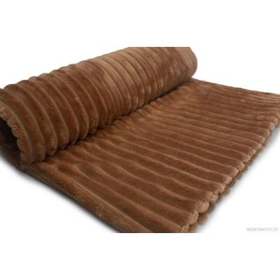 Látka mínky proužky, 300 g/m², šíře 160 cm, metráž, toffi