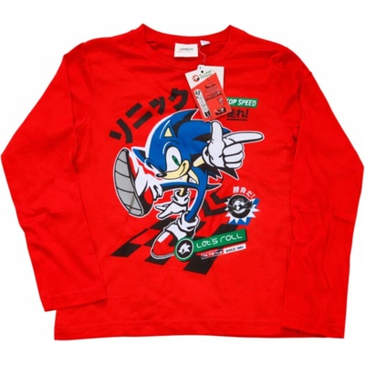 Stylové chlapecké tričko s ježkem Sonicem krátký rukáv a výrazný potisk Červená