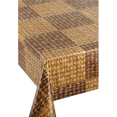 Ubrus PVC MIS498, metráž, 20 m x 140 cm, pletený vzor hnědý, IMPOL TRADE