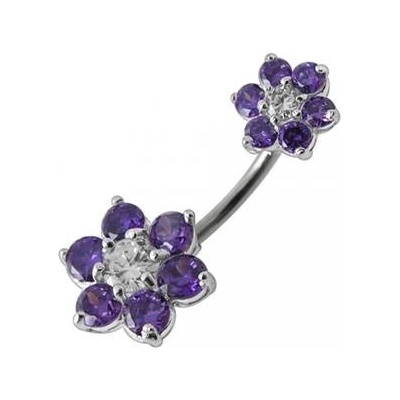 Šperky4U stříbrný piercing do pupíku kytičky BP01109-A