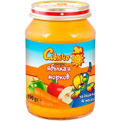 Слънчо Плодово пюре Слънчо - Ябълка и морков, 190 g (4020)