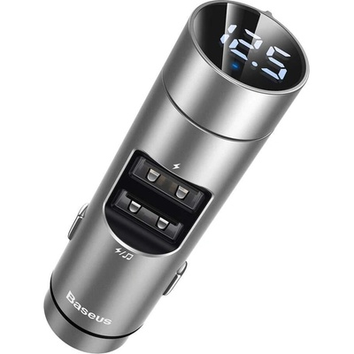 Baseus Energy Column Bluetooth FM Transmitter - блутут FM трансмитер и зарядно за кола за мобилни устройства (сребрист)