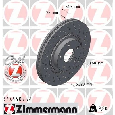 Brzdový kotúč ZIMMERMANN 370.4405.52 (370440552)