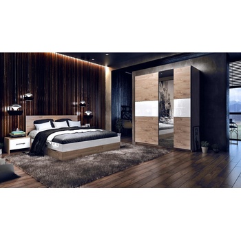 Спален комплект Integra дъб златен харбър и бяло МДФ гланц