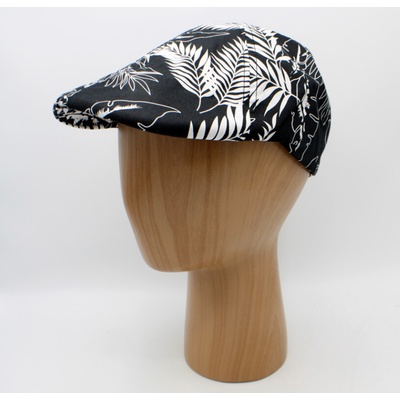 Fiebig Headwear since 1903 letní černá bavlněná bekovka s tropickým vzorem