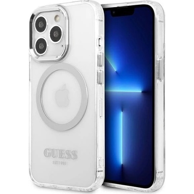 GUESS Кейс Guess GUHMP13LHTRMS за iPhone 13 Pro / 13 6.1", сребрист / сребрист, твърд, Metal Outline Magsafe (3666339057275)