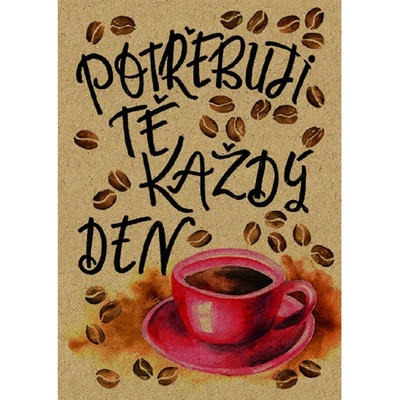Baloušek BeBechy - přání Káva, A6, kraftový papír