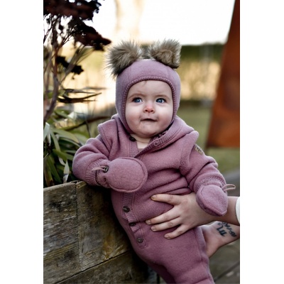 Merino overal na knoflíky tmavě růžový Burlwood Mikk Line