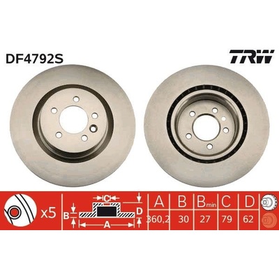 Brzdový kotúč TRW SINGLE DF4792S